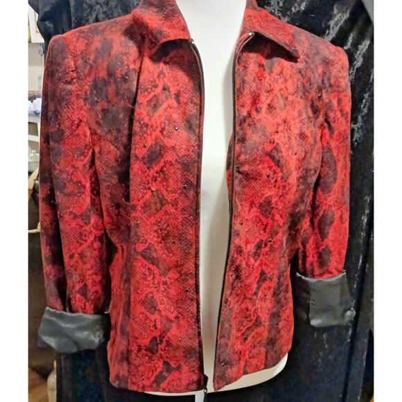 Vintage Giancardo Ferrari Red Black Python Print Woman's Jacket - Picture 1 of 5